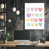 Pastel Hearts Poster Vintage Romantic Wall Art Print