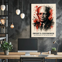 Eisenhower Watercolor Art, Presidential History Poster