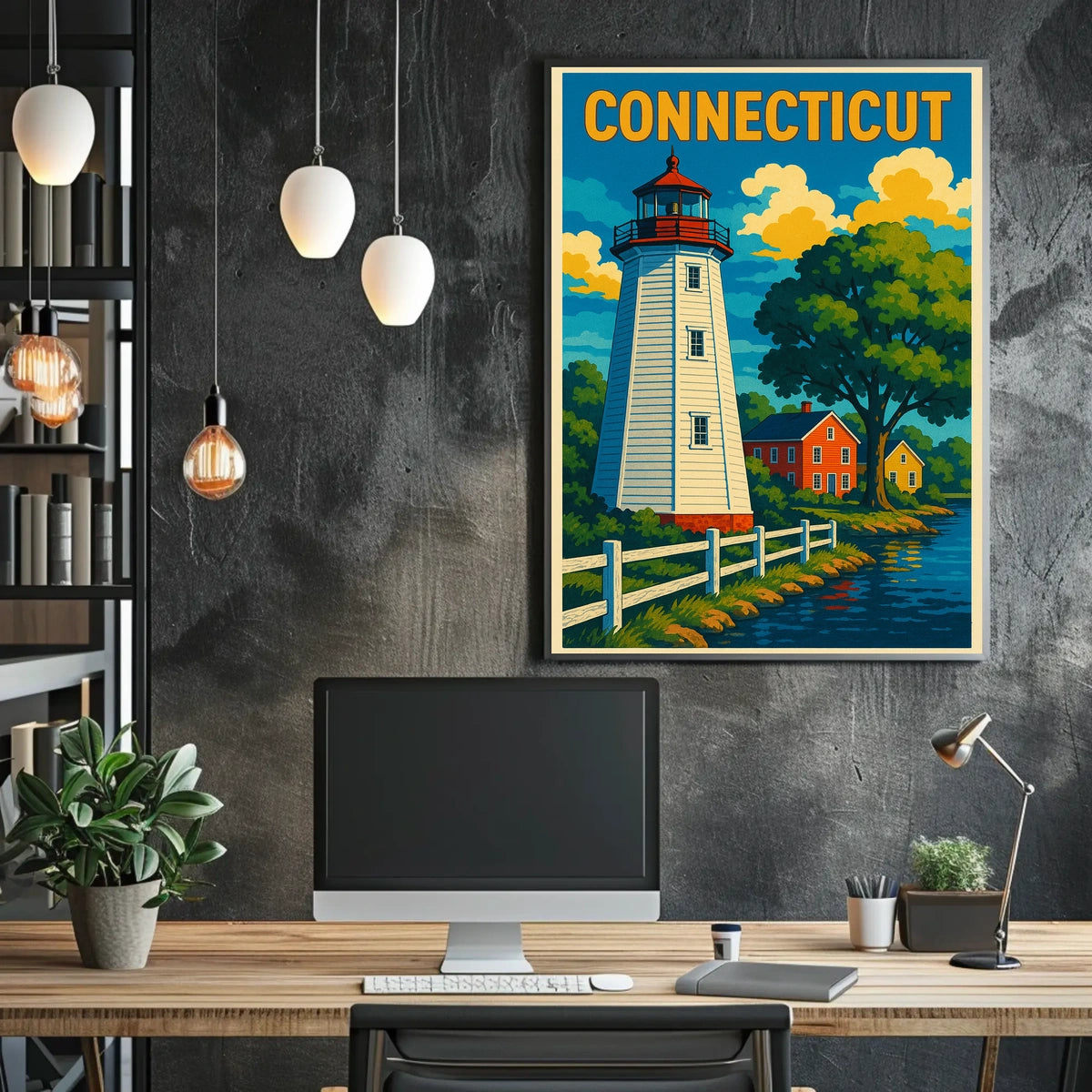 Connecticut Lighthouse Scene Poster