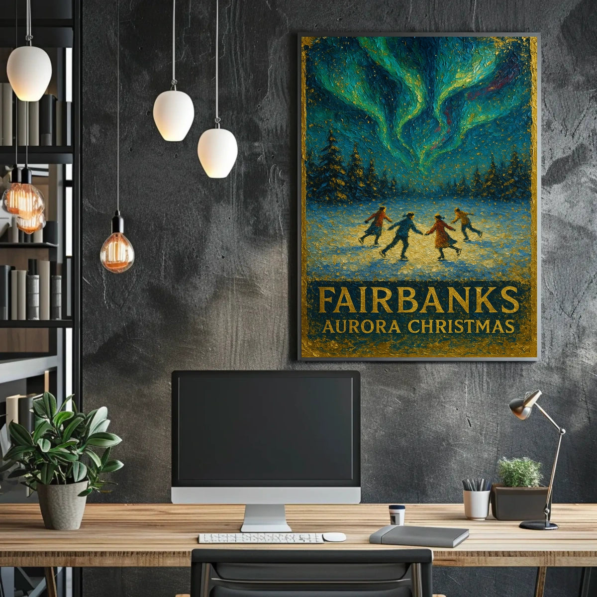 Fairbanks Aurora Christmas Poster