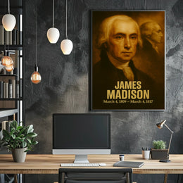 James Madison Poster Vintage Analog Film Aesthetic Founding Father Portrait Wall Art Print