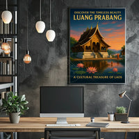Luang Prabang Cultural Treasure Photorealistic Travel Poster