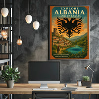 Albania Scenic Landscape Vintage Architecture Traditions Poster
