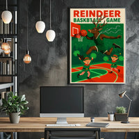 Reindeer Basketball Game Poster