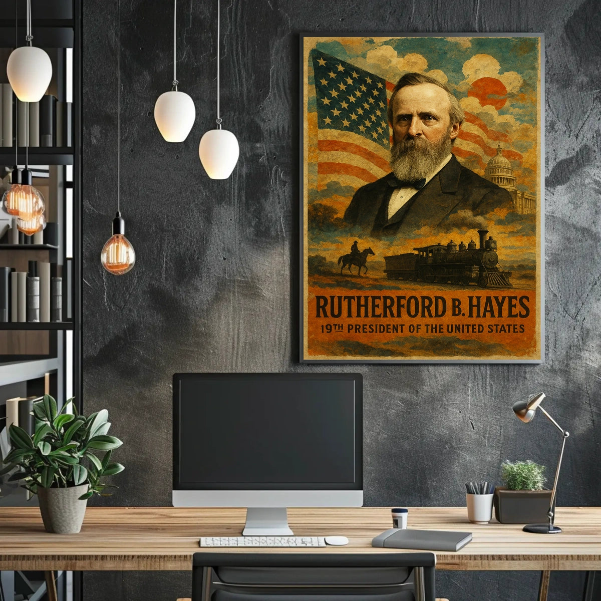 Rutherford B. Hayes 19th President of the United States Layered Digital Collage Poster