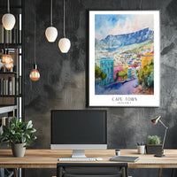Cape Town Cityscape Watercolor Art Poster Urban or Cityscape Poster PosterGoat