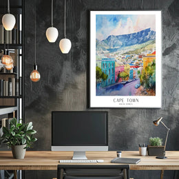 Cape Town Cityscape Watercolor Art Poster Urban or Cityscape Poster PosterGoat
