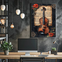 Violin and Sheet Music Classic Cultural or Heritage Poster