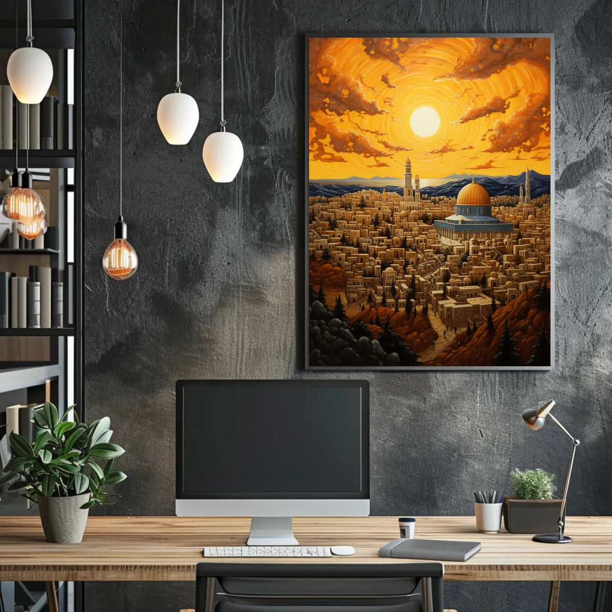 Golden Dome Cityscape in Jerusalem Cultural or Heritage Poster