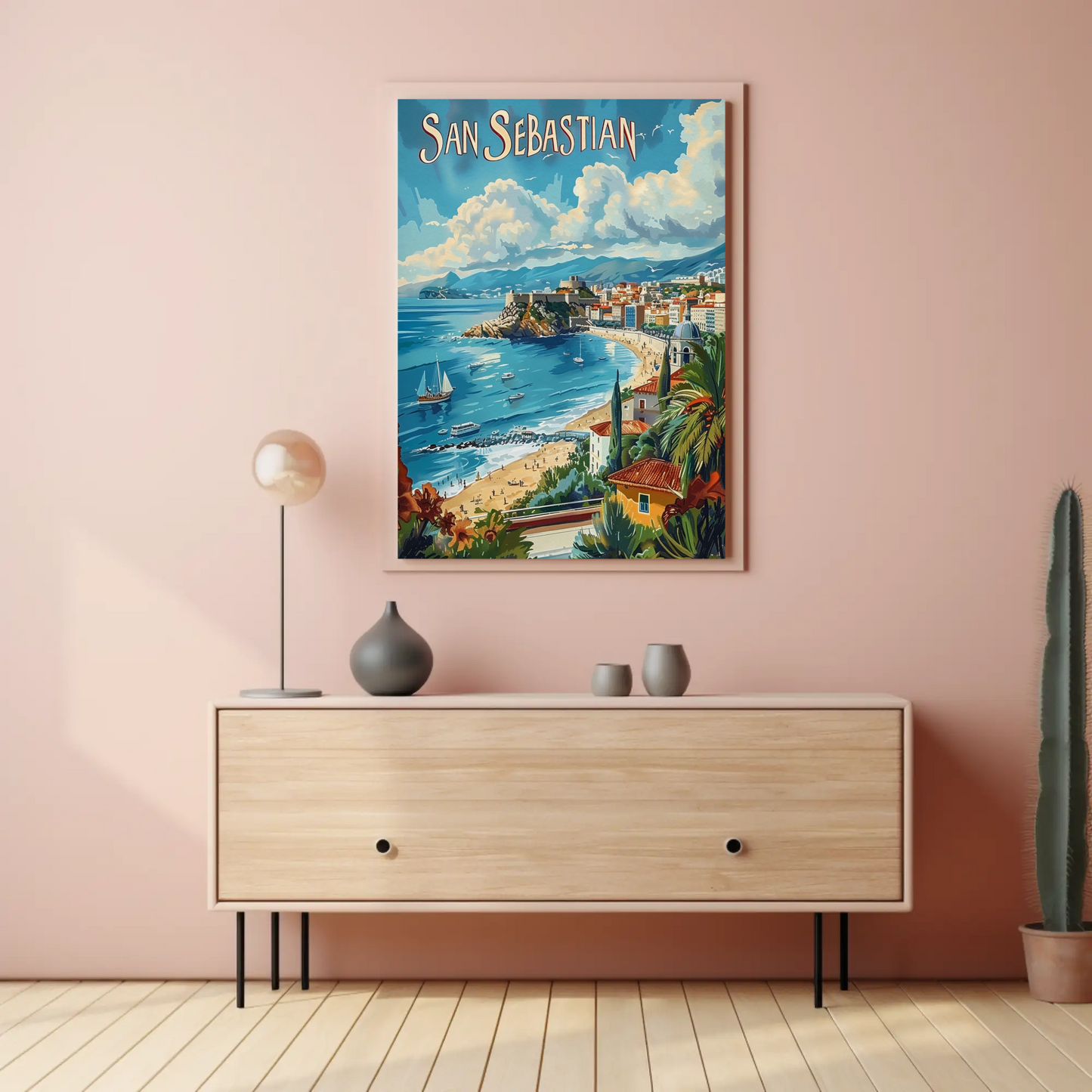 San Sebastian Bay and Cityscape Travel Poster