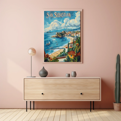 San Sebastian Bay and Cityscape Travel Poster
