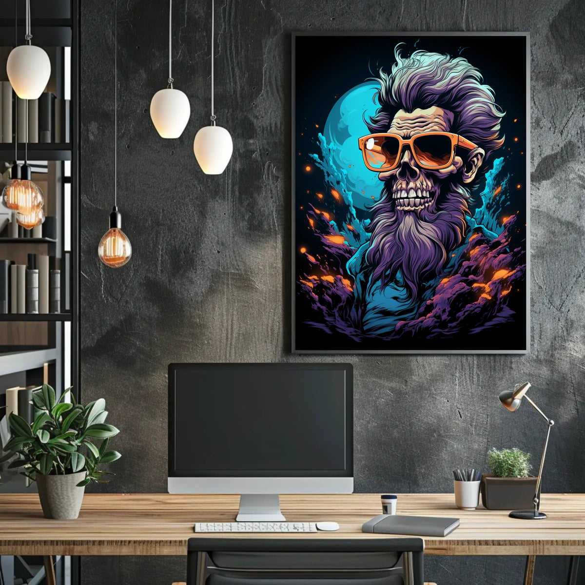 Skeleton with Purple Beard Fantasy Poster