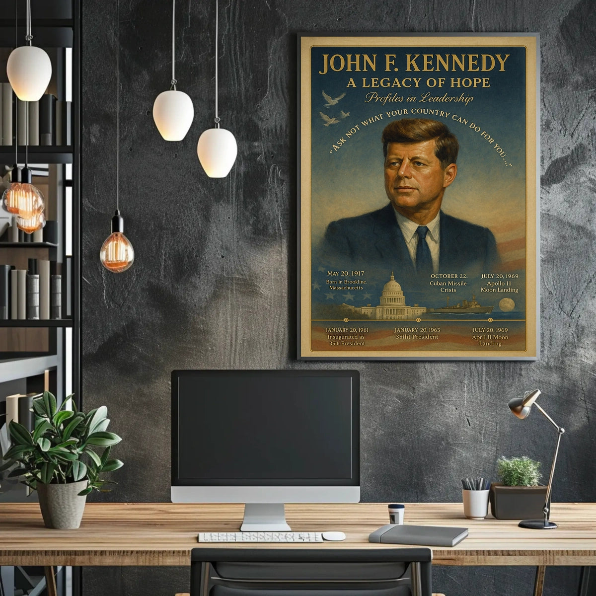 John F. Kennedy Legacy Vintage Patriotic Poster Print