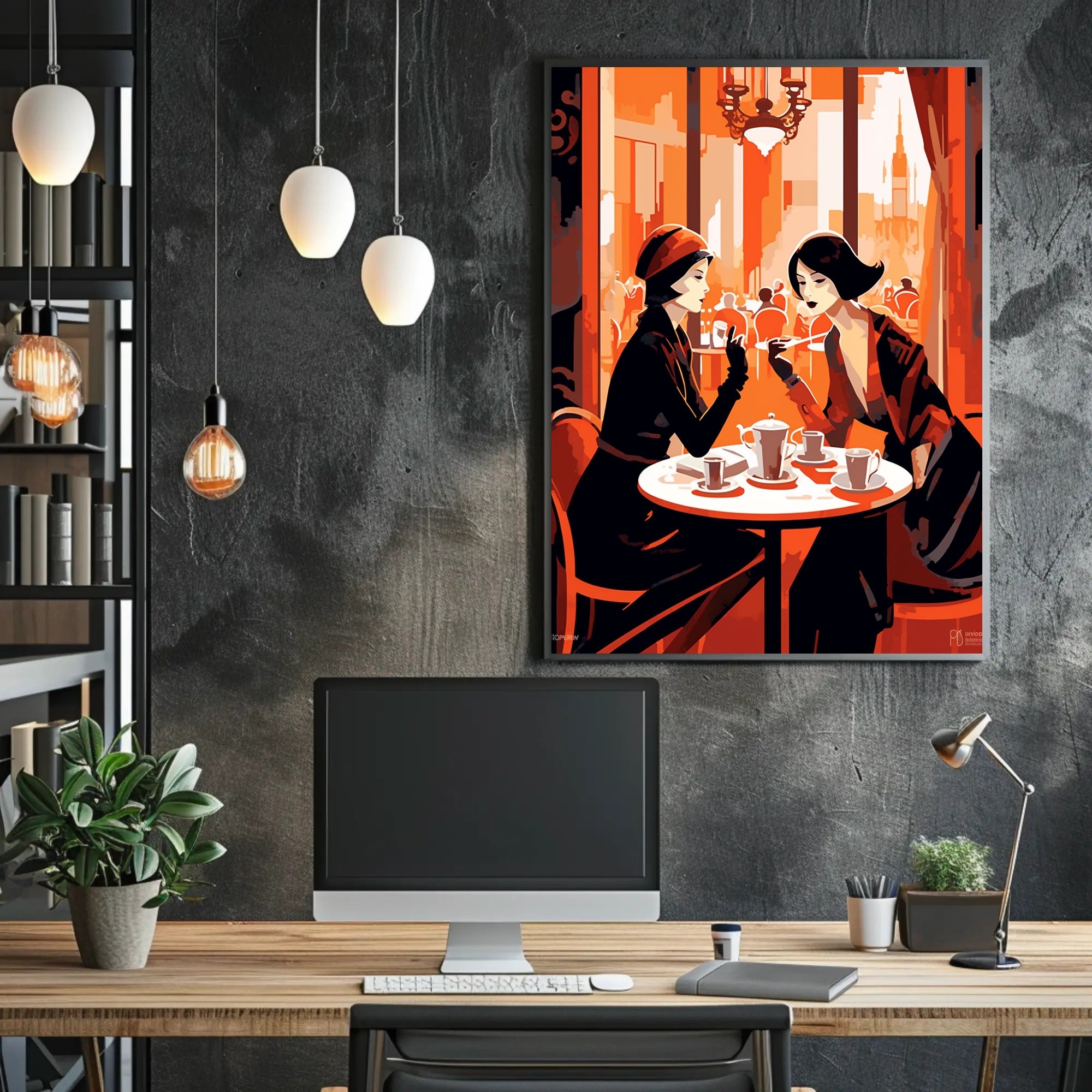 Cafe Conversation Travel Poster Art Print for Home Decor
