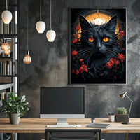Exquisite Black Cat with Mesmerizing Eyes Animal Poster