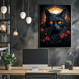 Exquisite Black Cat with Mesmerizing Eyes Animal Poster