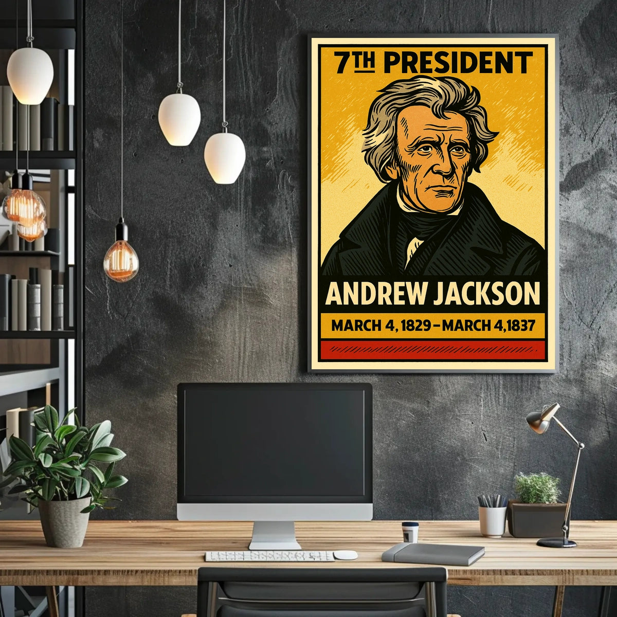 Andrew Jackson 7th President of the United States Inked Comic Style Poster