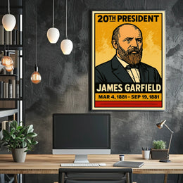 James A. Garfield 20th President of the United States Inked Comic Style Poster