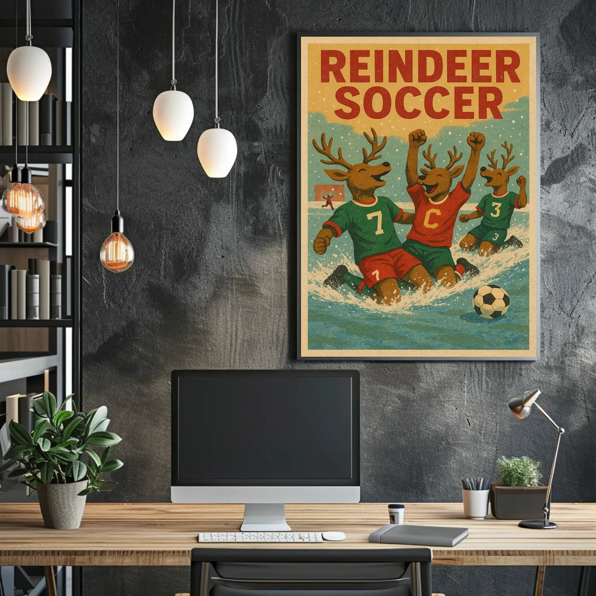 Reindeer Soccer Celebration Poster