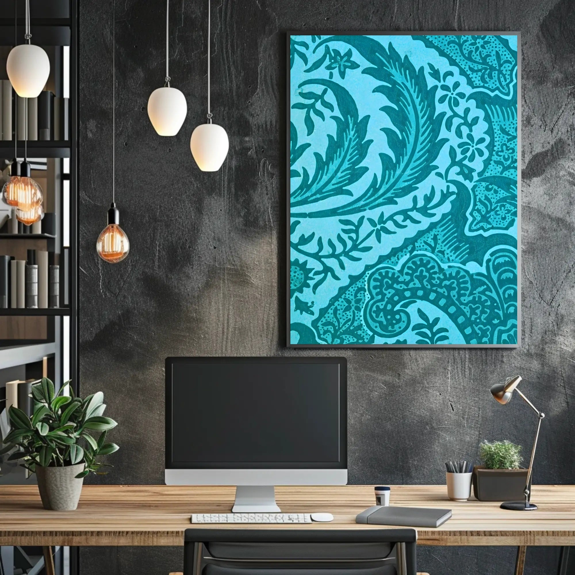Intricate Teal Patterns Poster