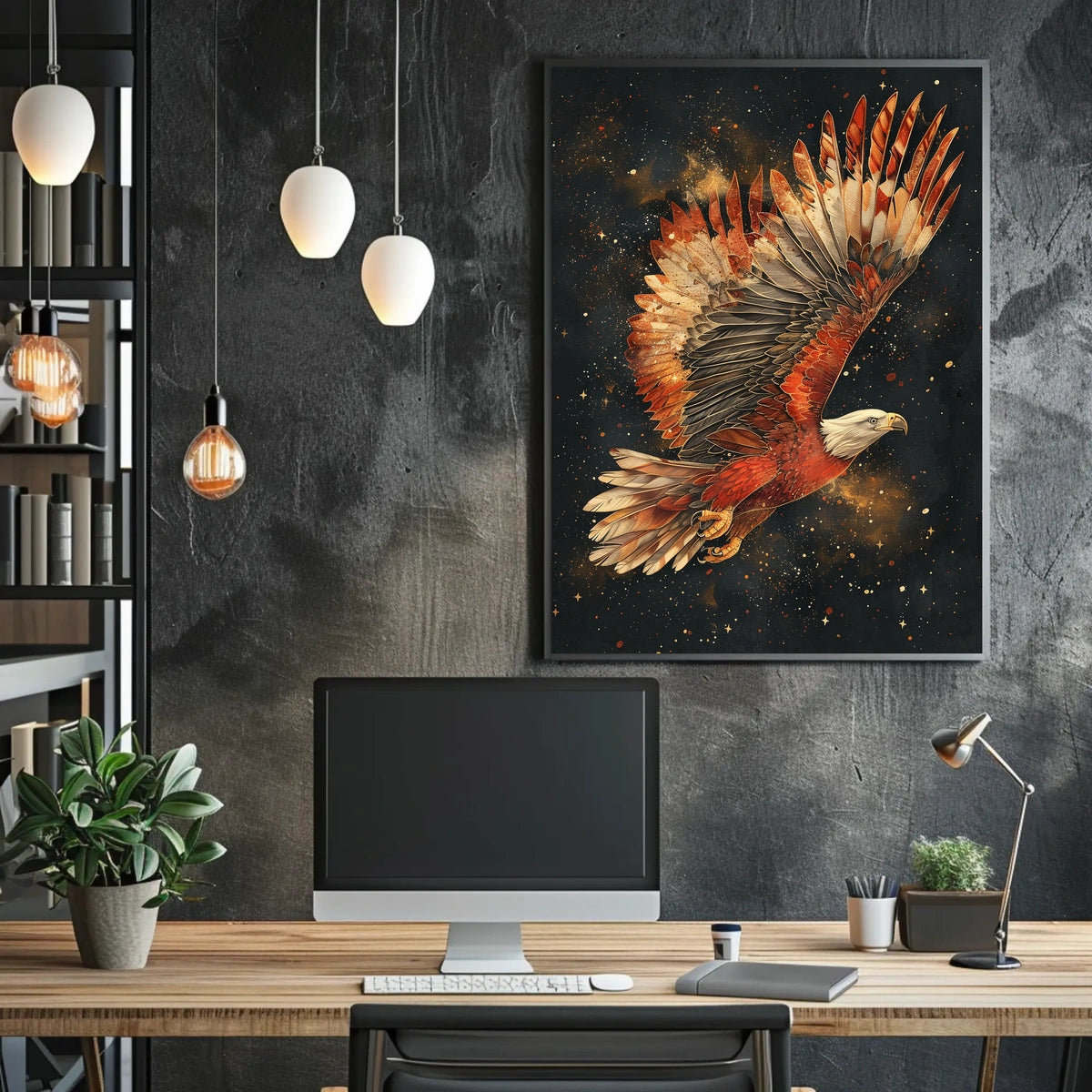 Majestic Cosmic Eagle in Flight Art Poster