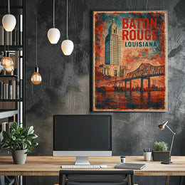 Baton Rouge Skyline Minimalist Wanderlust Poster