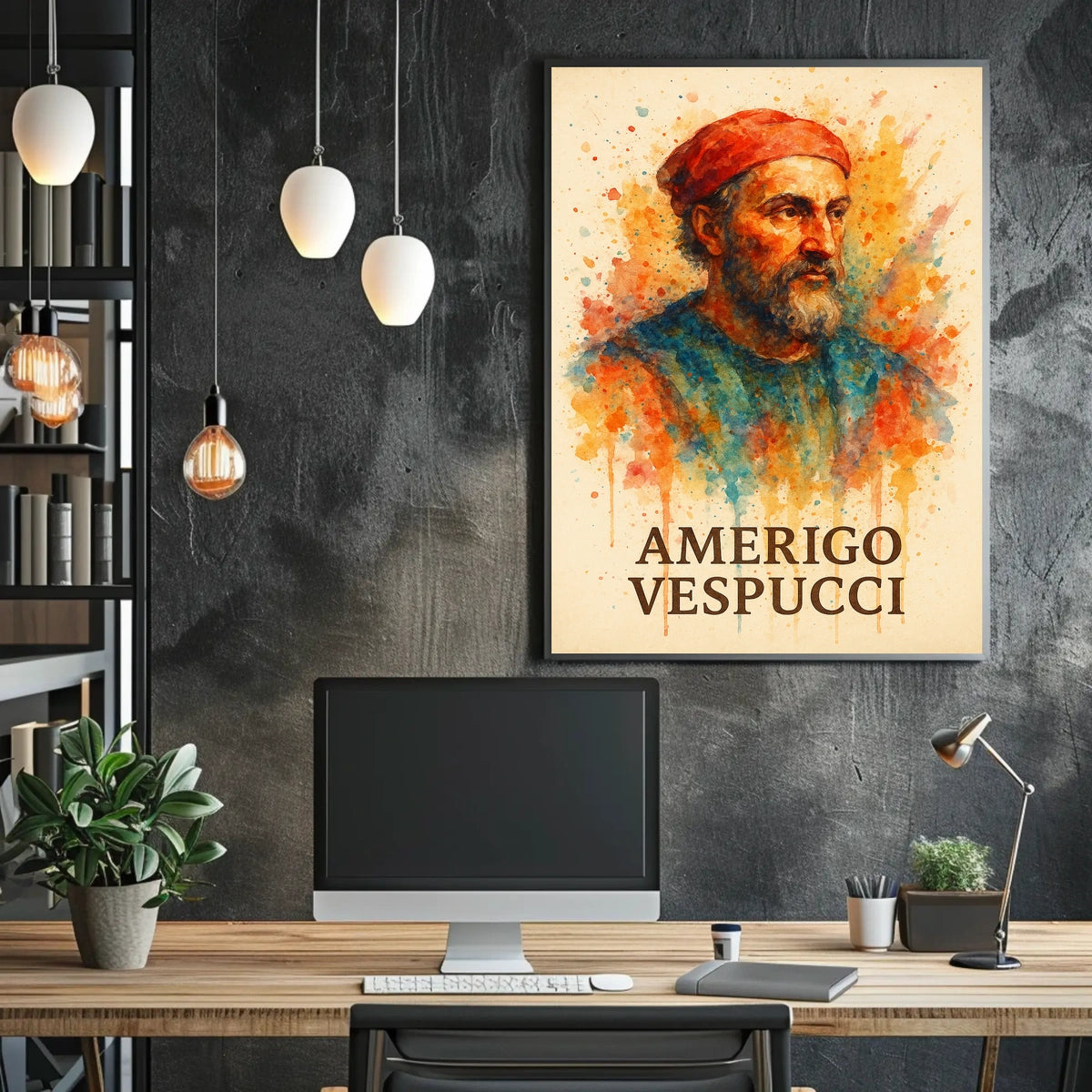 Amerigo Vespucci Watercolor Portrait Poster Art