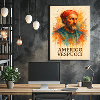 Amerigo Vespucci Watercolor Portrait Poster Art