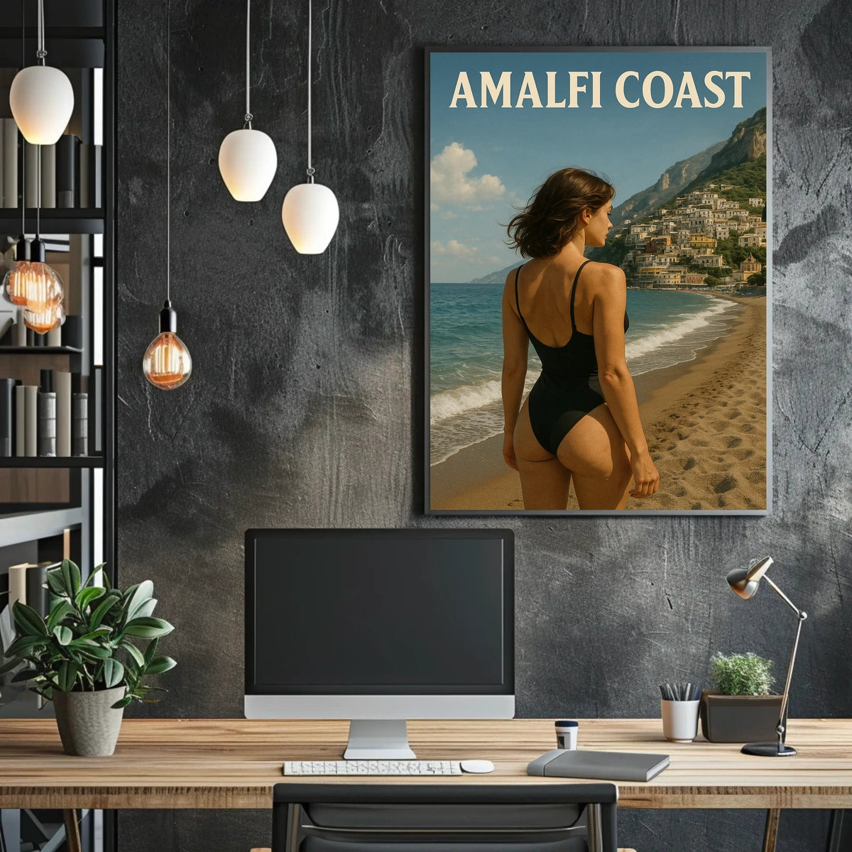 Amalfi Coast Escape Poster Wall Art Coastal Decor Travel