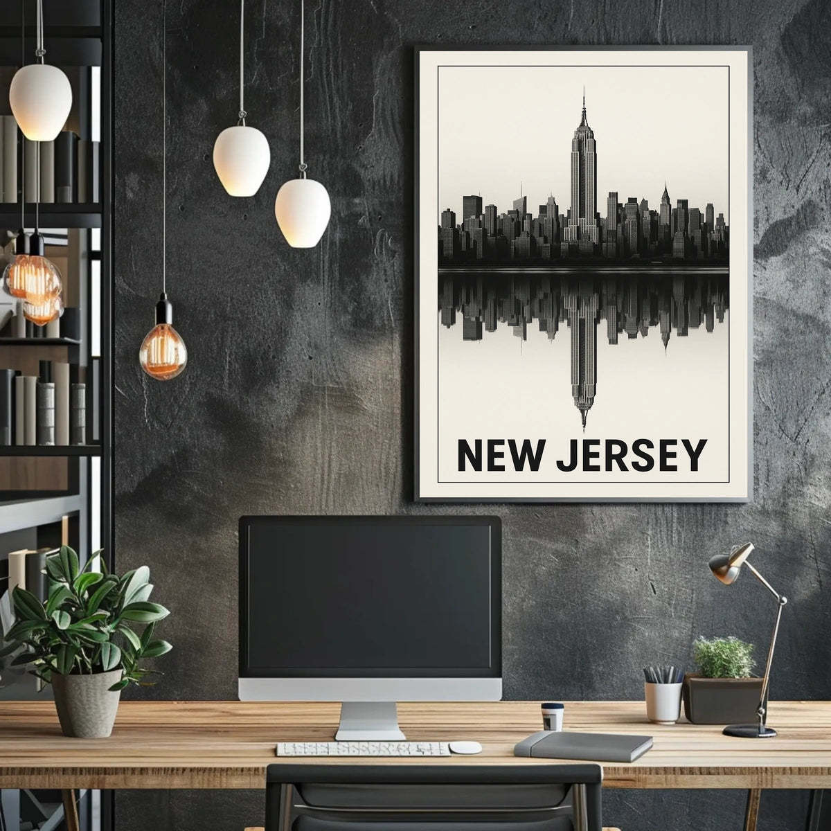 New Jersey Skyline Reflection Poster