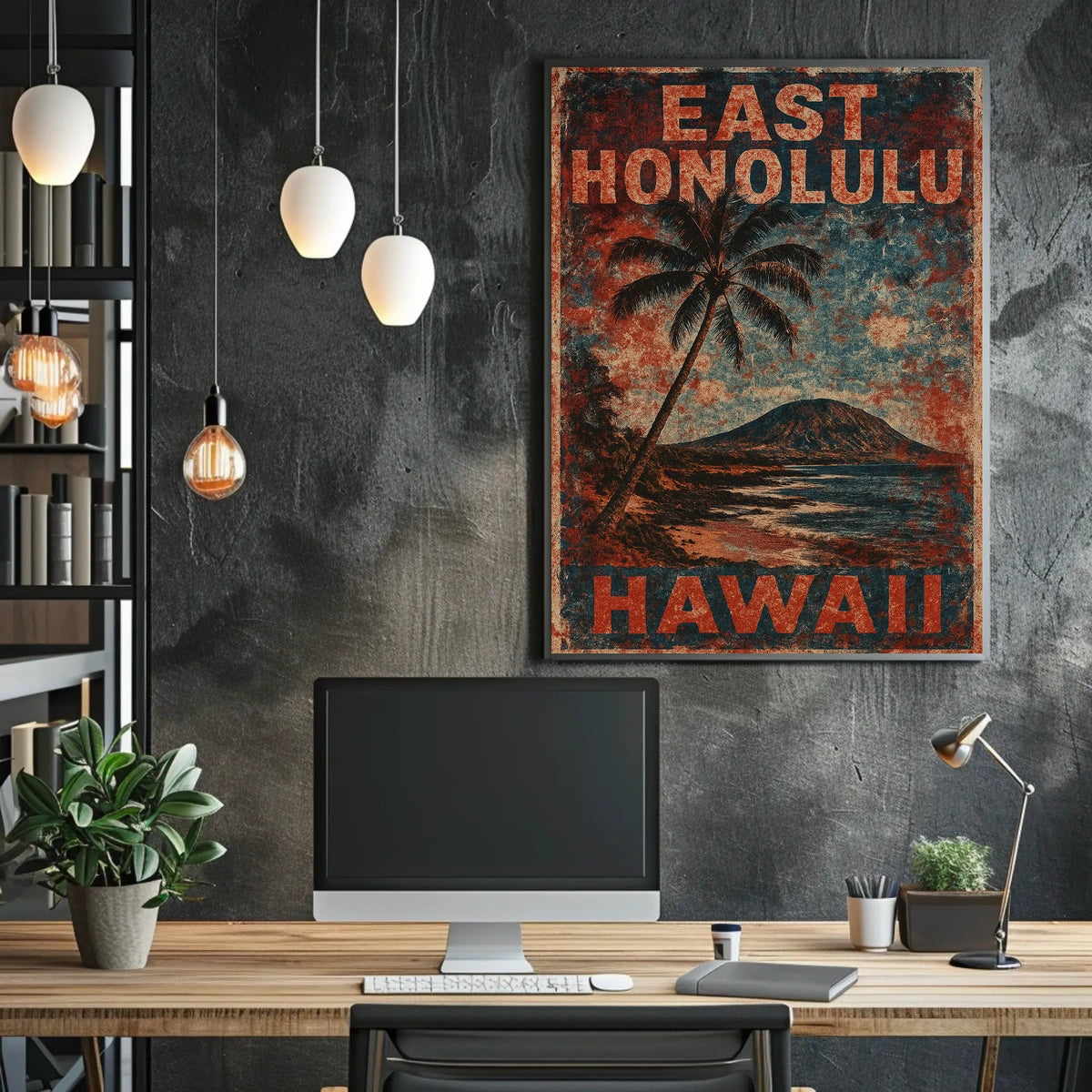 East Honolulu Wanderlust Vintage Travel Poster