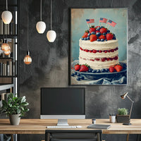patriotic cake with white icing Poster