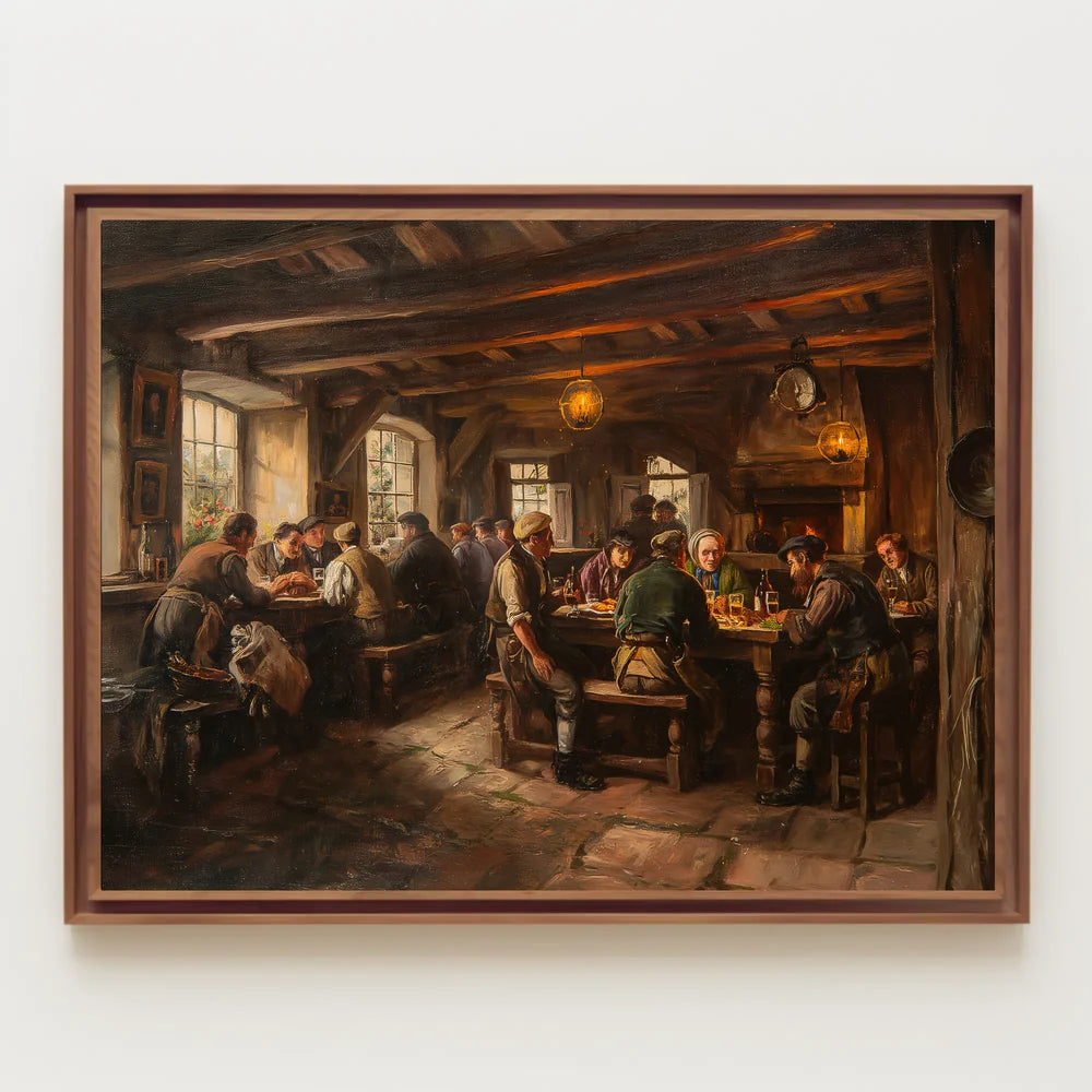 19th Century Tavern Scene Rustic Art Poster