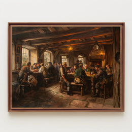 19th Century Tavern Scene Rustic Art Poster