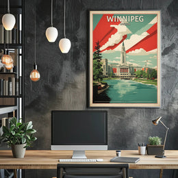 Winnipeg Architectural Scene Vintage Urban Cityscape Poster