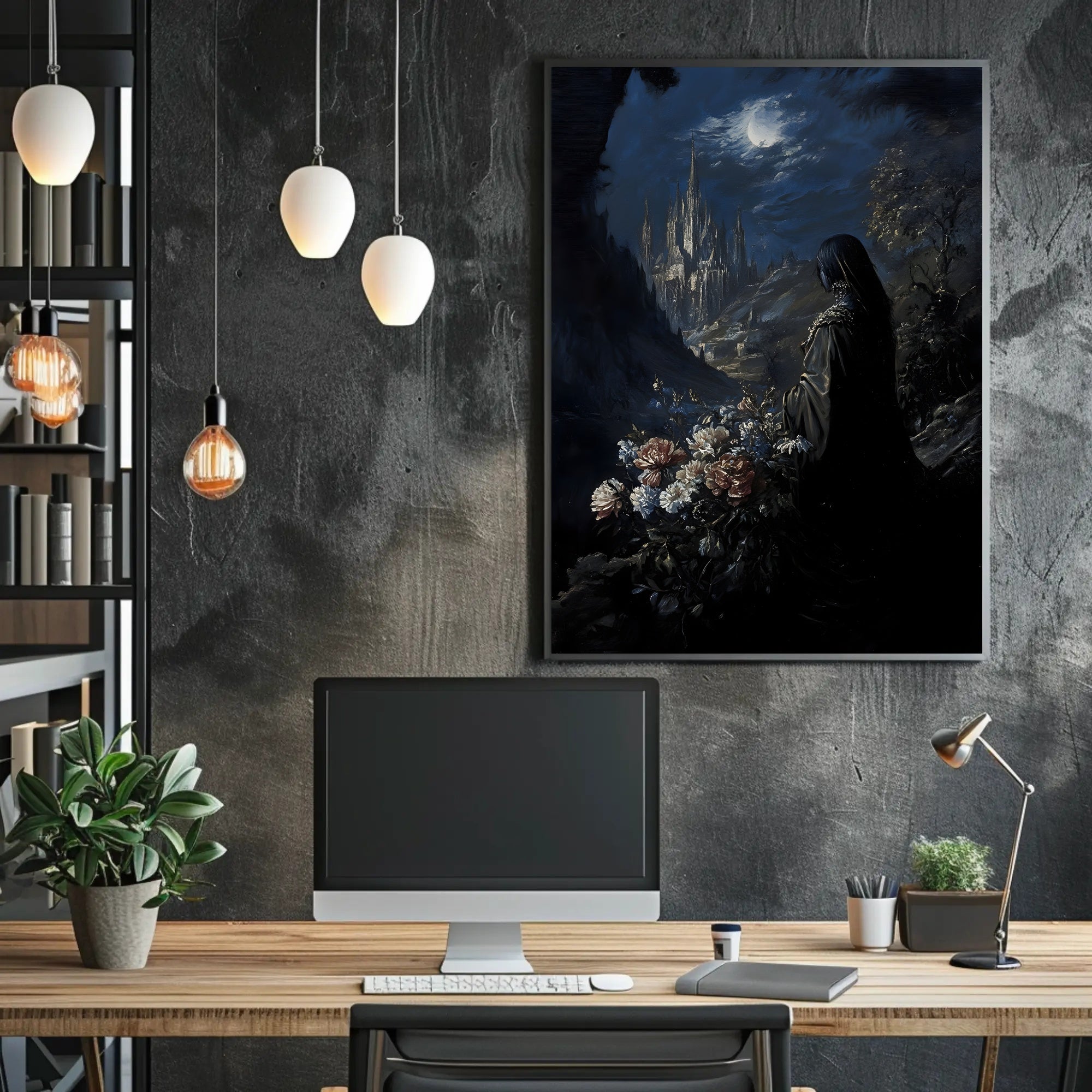 Moonlit Gothic Castle Fantasy or Mythology Poster PosterGoat