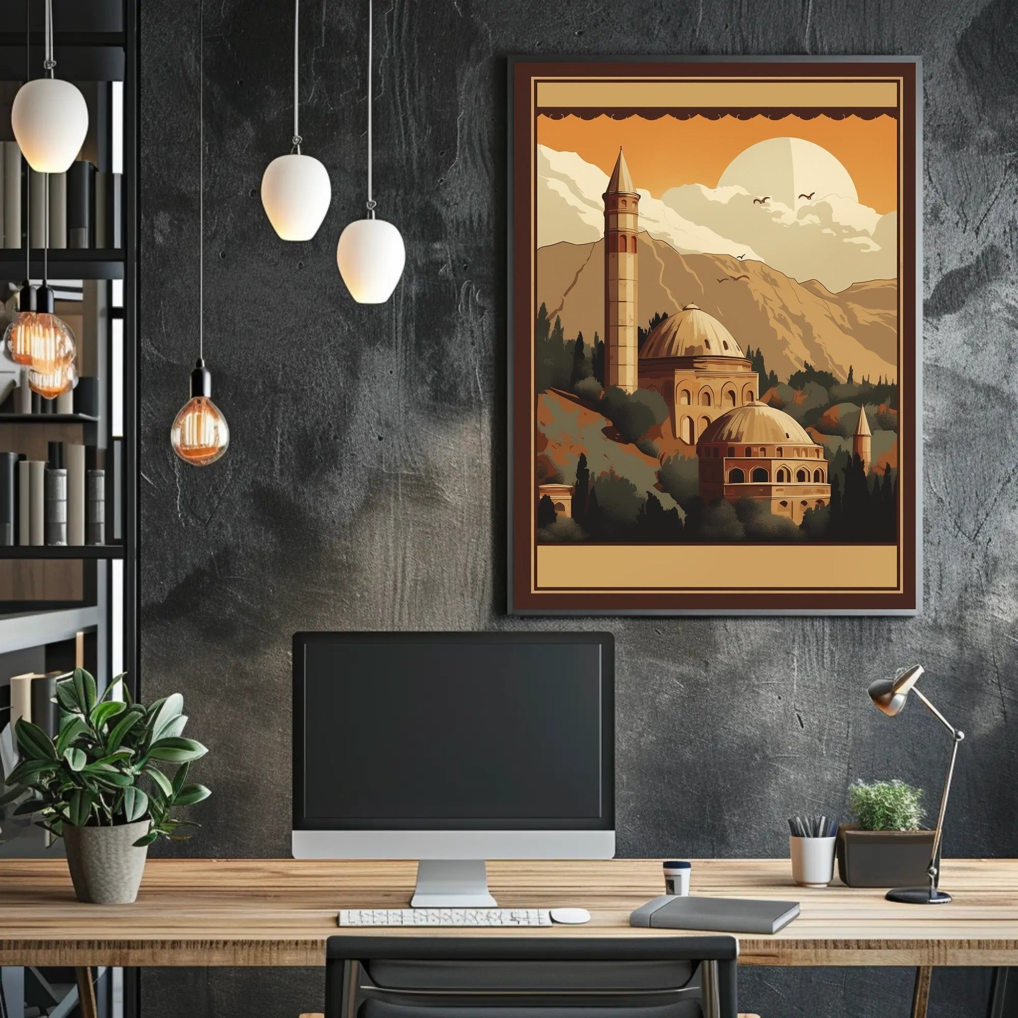 Tranquil Sunset Over Ancient Architecture Poster