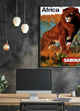 Africa Wildlife Travel Adventure Sabena Airlines Poster