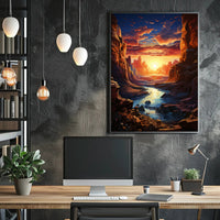 Sunset Over Canyon Poster