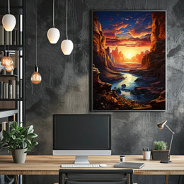 Sunset Over Canyon Poster