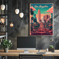 Los Angeles Retro Skyline Poster