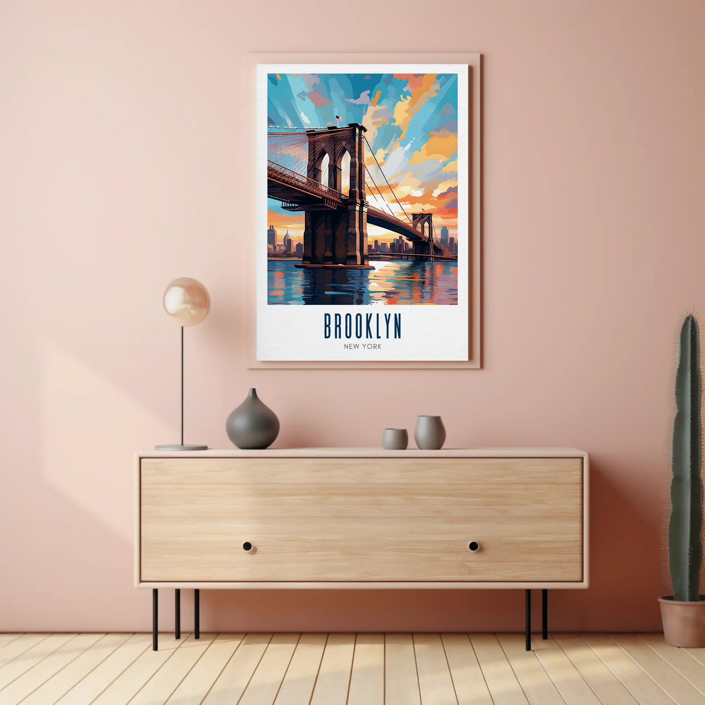 Brooklyn Bridge New York City Travel Sunset Poster