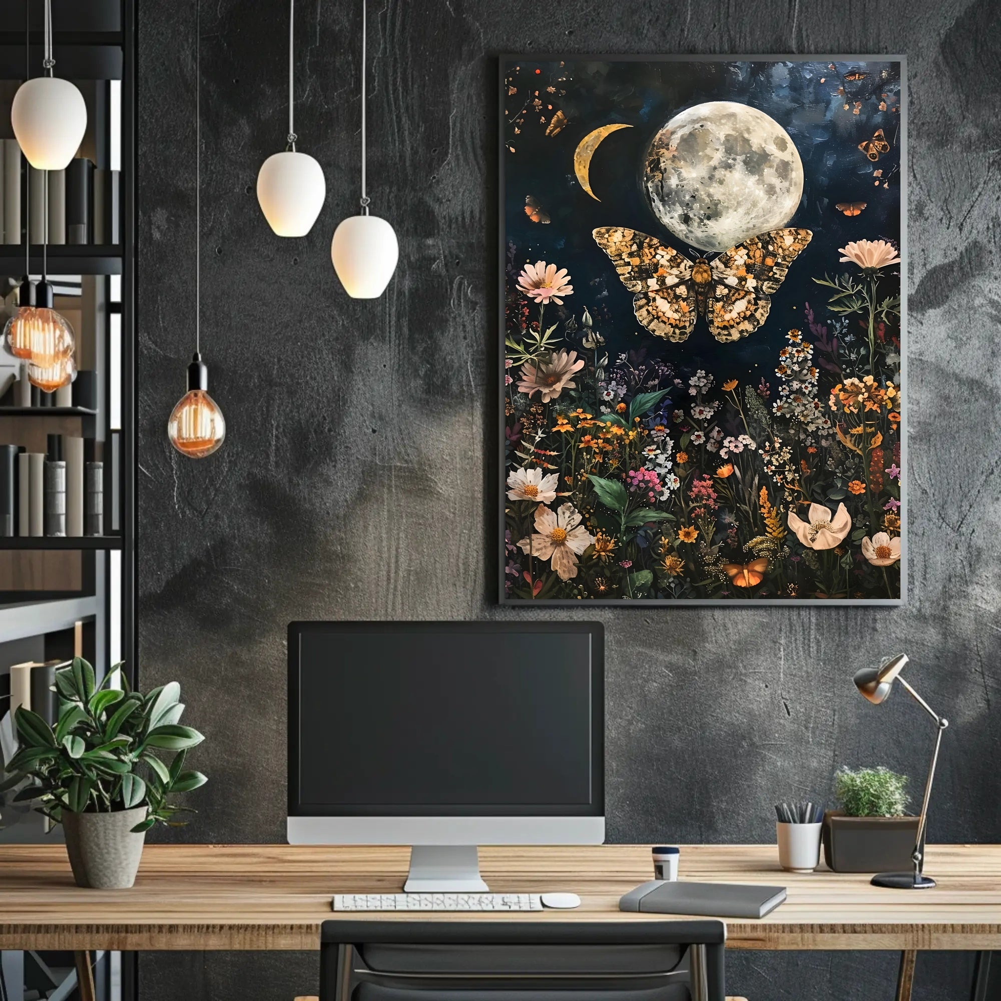 Moonlit Garden Dreamscape Fantasy Poster