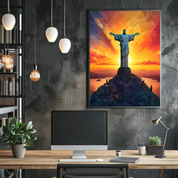 Christ the Redeemer at Sunset: Stunning Travel Poster