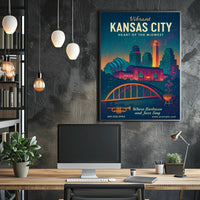 Kansas City Jazz and BBQ Urban Cityscape Poster PosterGoat