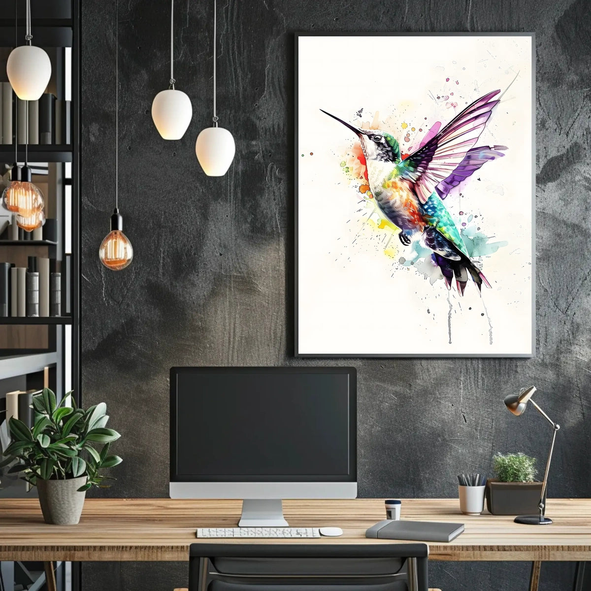 Vibrant Hummingbird Art Poster