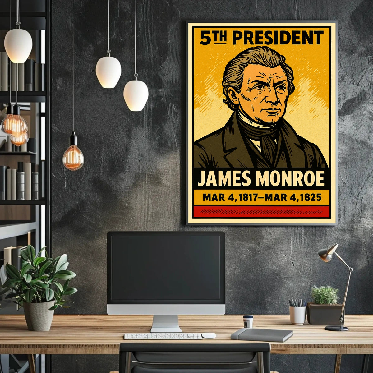 James Monroe 5th President of the United States Inked Comic Style Poster