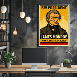 James Monroe 5th President of the United States Inked Comic Style Poster