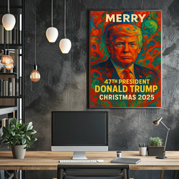 Merry 47th President Trump Christmas 2025 Political Poster