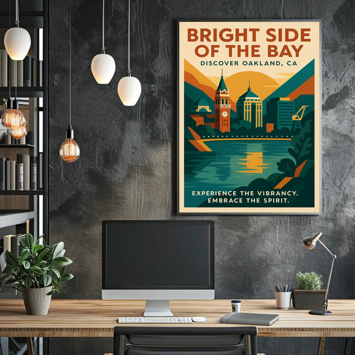 Oakland Cityscape Vintage Travel Poster Art Print